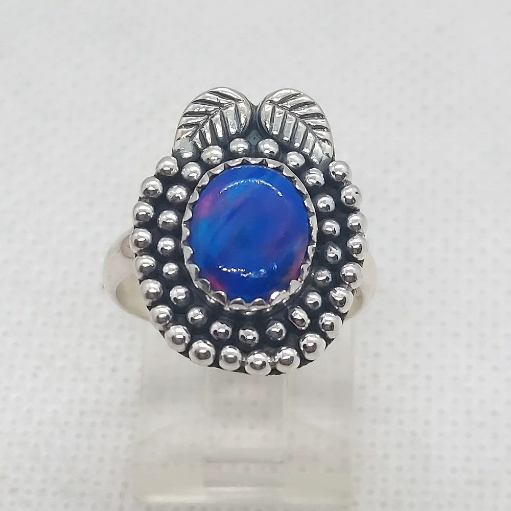 Ring blue opal Sterling silver 925 size 7